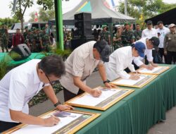 Kunker Kemenham RI ,Menteri keuangan RI,Menteri Kesehatan RI dan Menteri Kesehatan RI ke Yonif TB 843 Patriot Yudha Vikasa