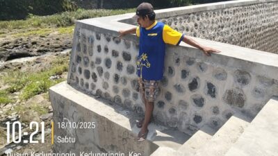 Pembangunan Perkuatan Tebing Oleh CV. Ayu Susila Karya di Desa Kedungringin Muncar Banyuwangi Telah Rampung, Ketua RT Setempat, Alhamdulillah Warga Sudah Tidak Was-was Kalau Terjadi Banjir