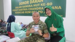 Sambut HUT ke-80 Persit Kartika Chandra Kirana Koorcab Rem 051PD Jaya adakan Donor darah