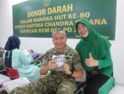 Sambut HUT ke-80 Persit Kartika Chandra Kirana Koorcab Rem 051PD Jaya adakan Donor darah