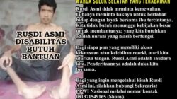 Rusdi Asmi: Pemuda Disabilitas Terlantar, Tamparan Keras bagi Negara yang Mengaku Sejahtera