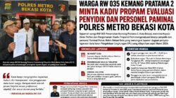 Laporan Dugaan Penyalahgunaan Dana IPL Mangkrak, Warga RW 035 Minta Kadiv Propam Evaluasi Penyidik Polres Bekasi