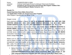 Kantor Hukum Bambang Sunaryo & Rekan Resmi  Lapor ke Kapolres,Dugaan Oknum Penyidik Jatanras Intervensi Klien: Tekan Ganti Pengacara & Berdamai